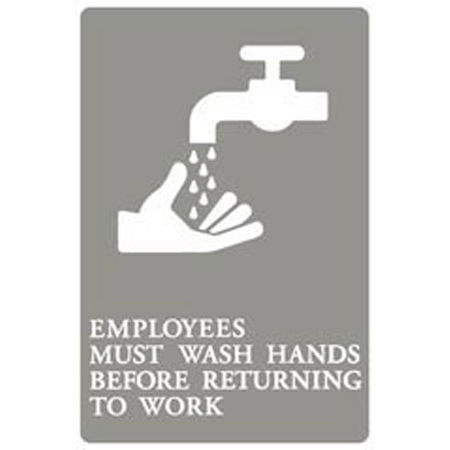 6x9 Ada Sign| Employe Must Wash Hands-gy/we